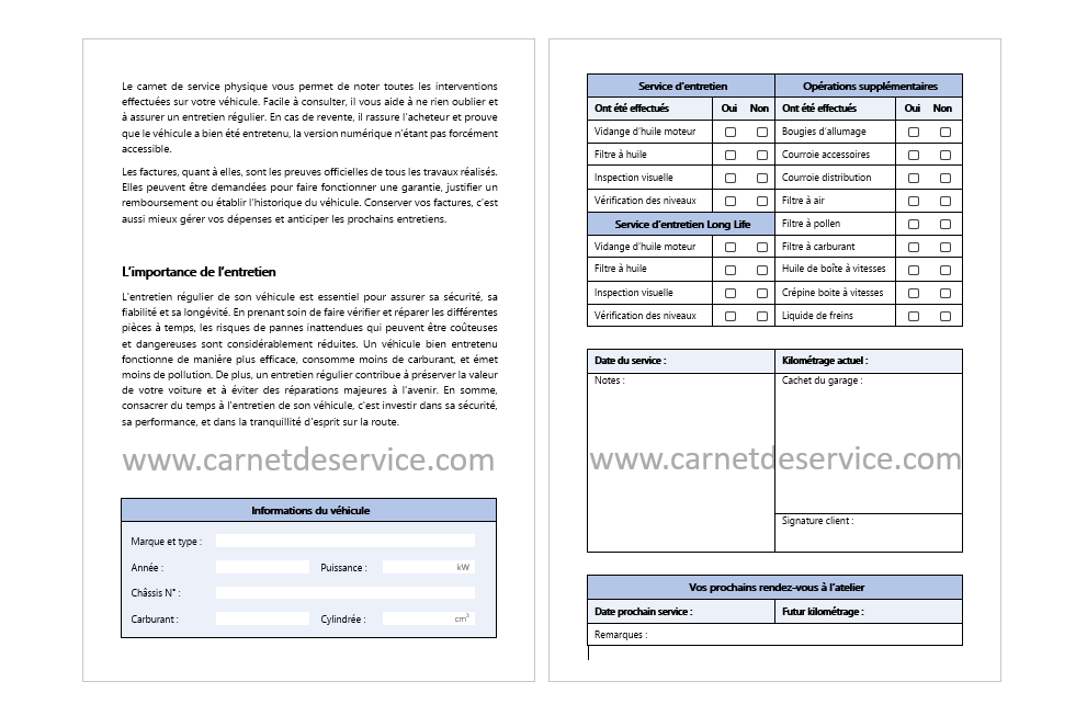 Carnet à l'unité